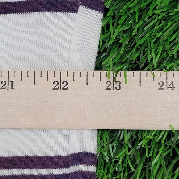 Vintage 90s Penguin Club Stripes Polo Shirt L/XL 23x29 White Purple - Picture 9 of 10